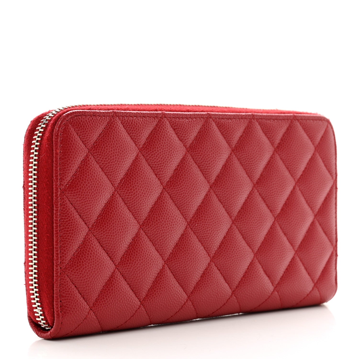 Chanel Caviar Quilted Large Gusset Zip Around Wallet Red 3 of 9