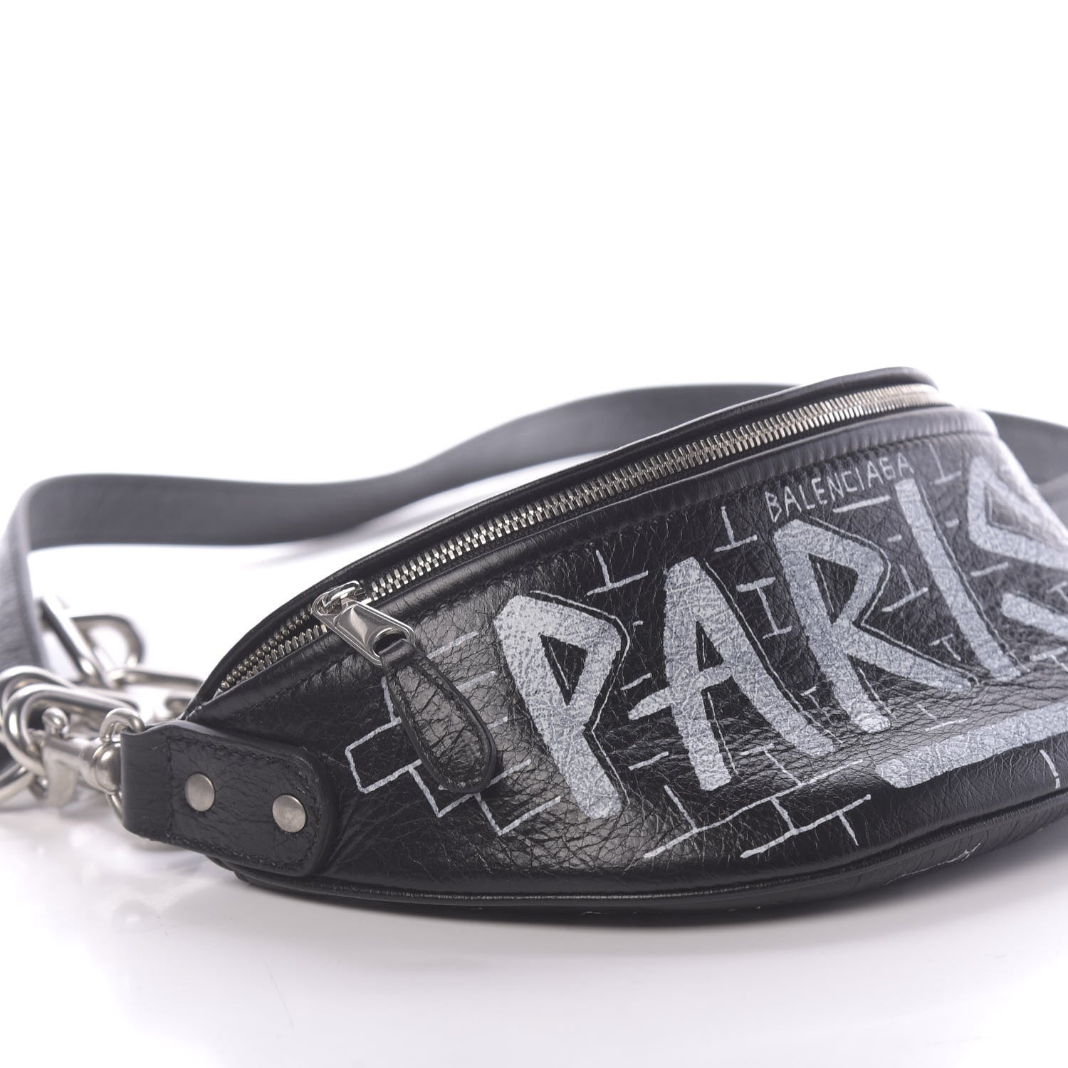 Balenciaga Agneau Arena Graffiti All Over XXS Souvenir Belt Bag Black White 9 of 10