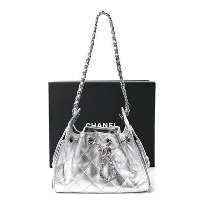 Chanel Metallic Caviar Quilted Mini Chanel 25 Handbag Silver 11 of 11