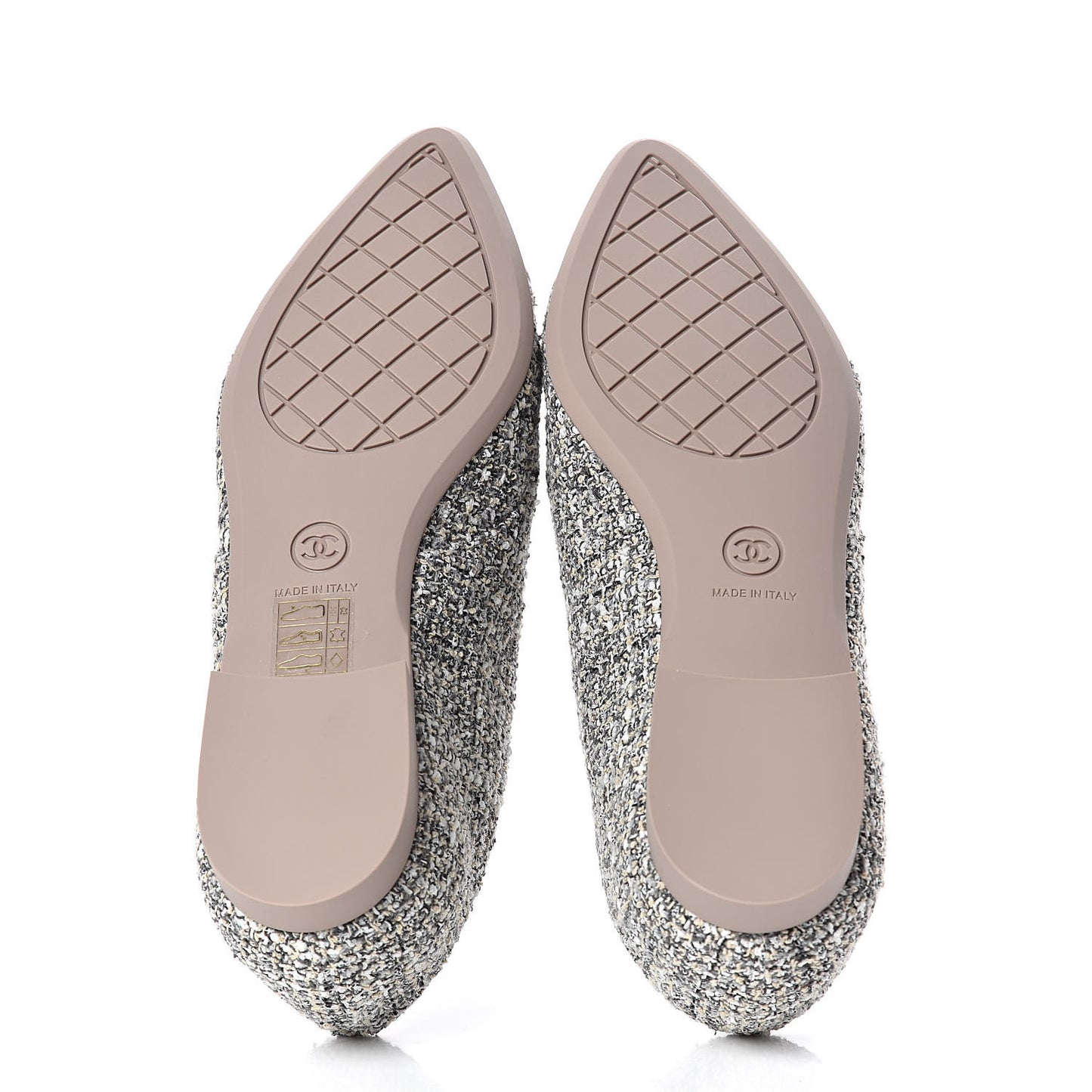 Tweed Lambskin Cap Toe Loafers 36 Grey Multicolor