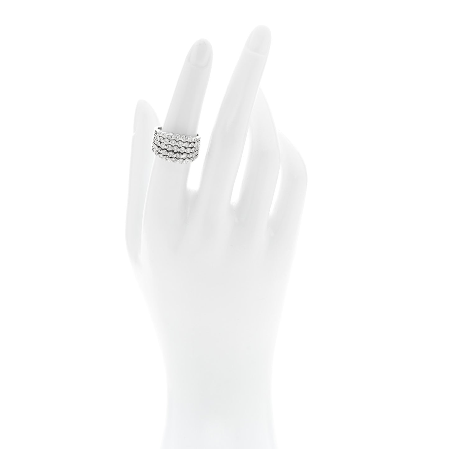 14K White Gold Diamond 1.90ctw Five Row Band Ring 53 6.25