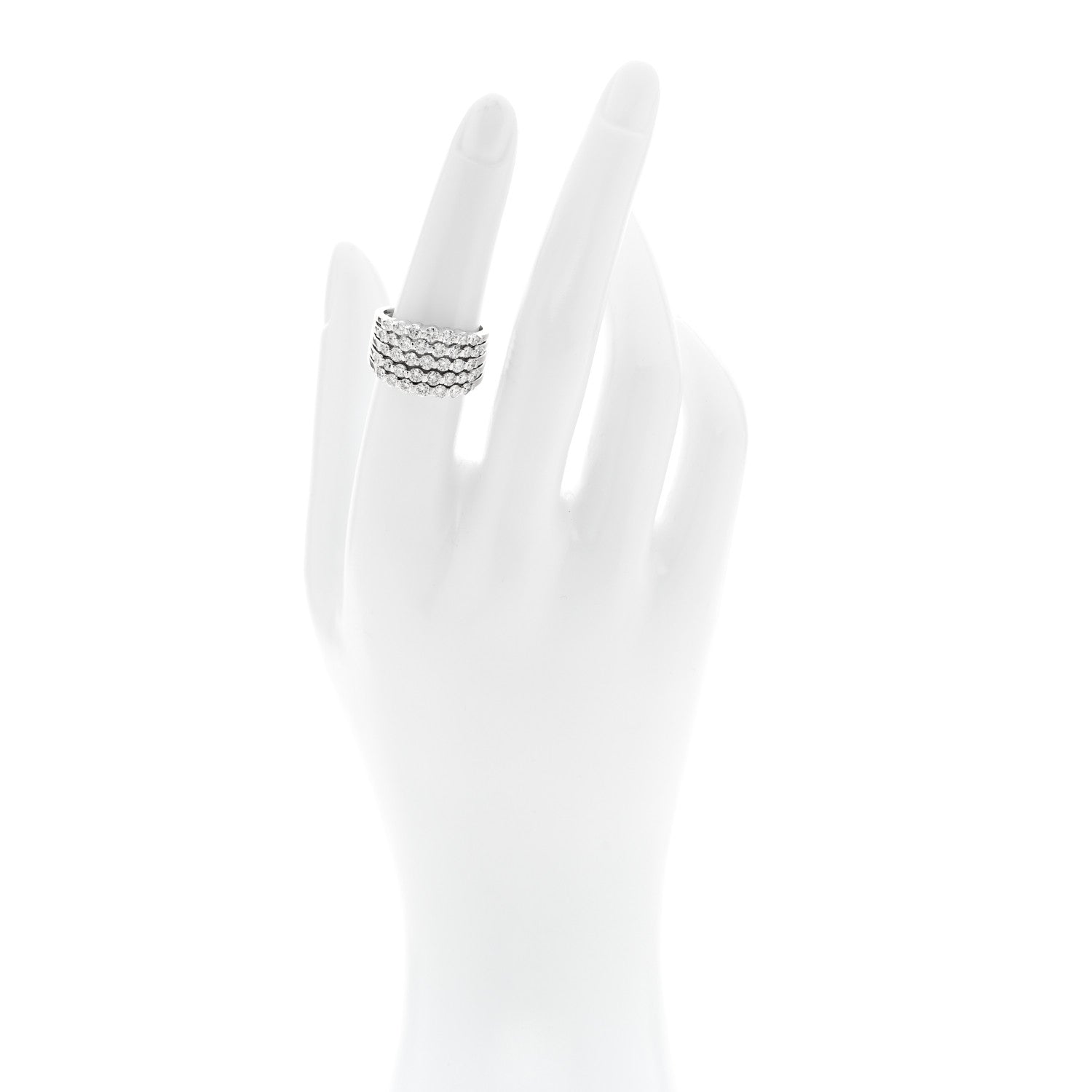 Parker & West by FASHIONPHILE 14K White Gold Diamond 1.90ctw Five Row Band Ring 53 6.25 2 of 10