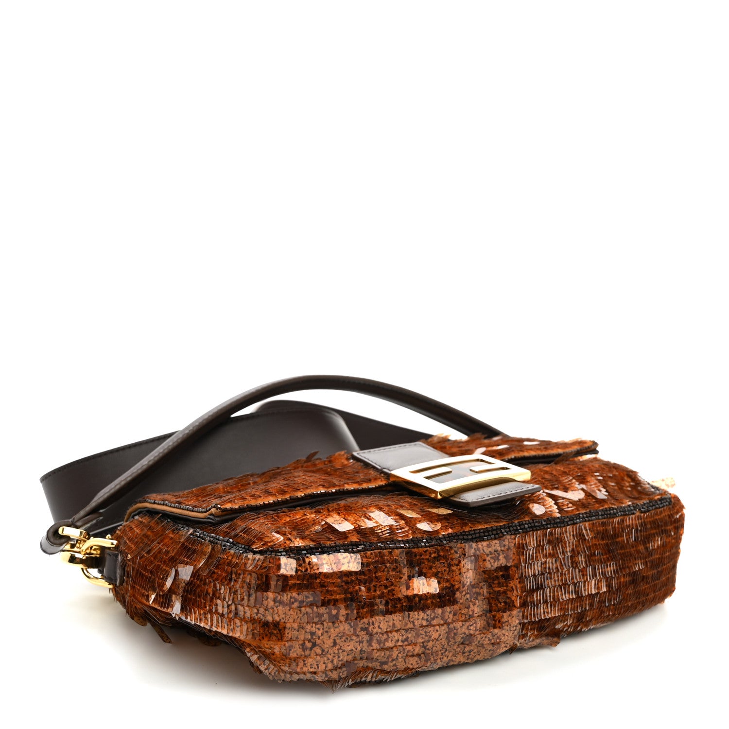 Fendi Sequin Paillettes Shiny Nappa Sex and the City Baguette Tartaruga 3 of 9