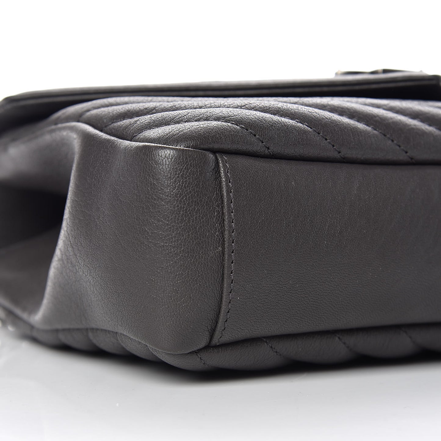 Sheepskin Matelasse Chevron Monogram Medium College Bag Light Coal