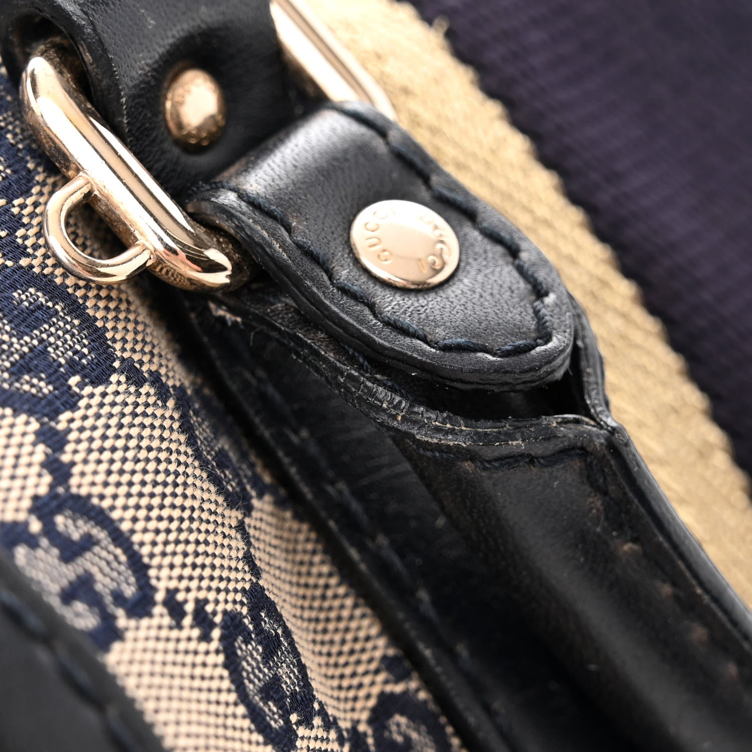 Gucci Monogram Vintage Web Small Boston Navy 17 of 18