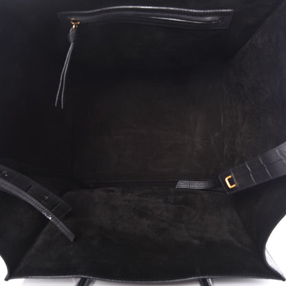 Celine Crocodile Embossed Calfskin Large Phantom Luggage Black 5 of 14