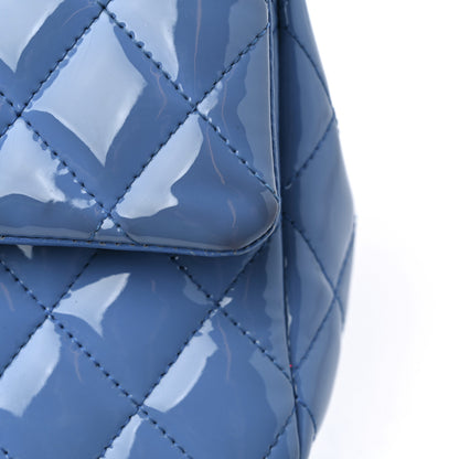 Chanel Patent Quilted Medium Double Flap Blue 14 of 14