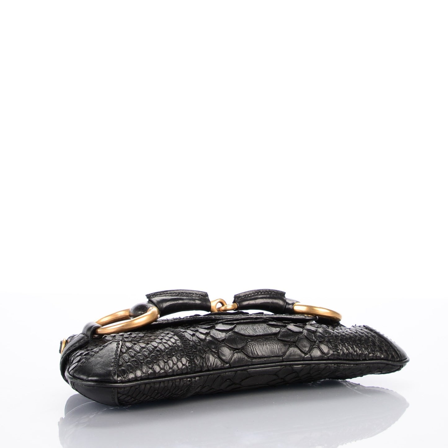 Python Horsebit Chain Clutch Black