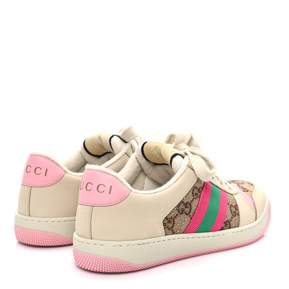 Gucci Calfskin GG Supreme Crystals Web Screener Sneakers 38 Beige Ebony Wild Rose 4 of 8