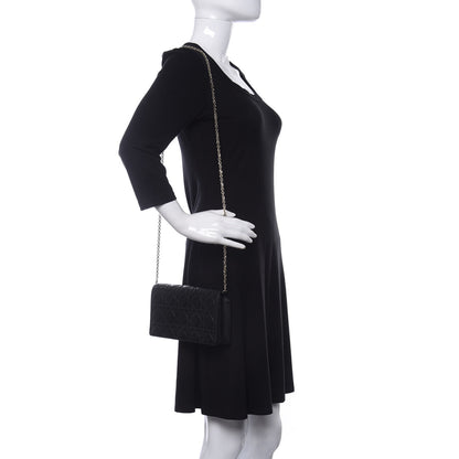 Christian Dior Lambskin Cannage Lady Dior Chain Wallet Black 2 of 13