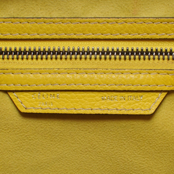 Celine Drummed Calfskin Mini Luggage Citron 9 of 10