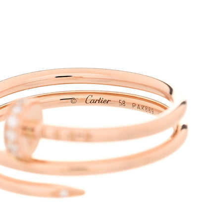 Cartier 18K Pink Gold Diamond Double Juste Un Clou Ring 58 8.25 4 of 6