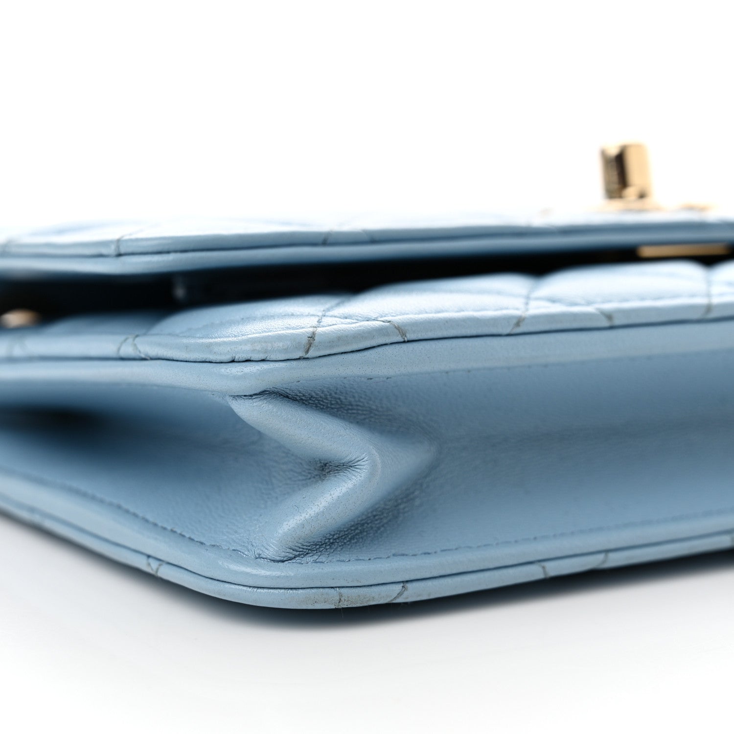 Chanel Lambskin Quilted Trendy CC Wallet On Chain WOC Light Blue 10 of 13