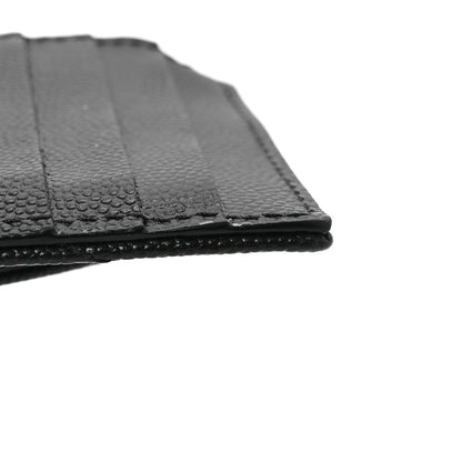Saint Laurent Grain De Poudre Matelasse Chevron Monogram Compact Wallet Black 10 of 10