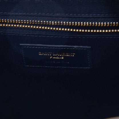 Saint Laurent Grain De Poudre Matelasse Chevron Large Monogram Satchel Nude Powder 8 of 18