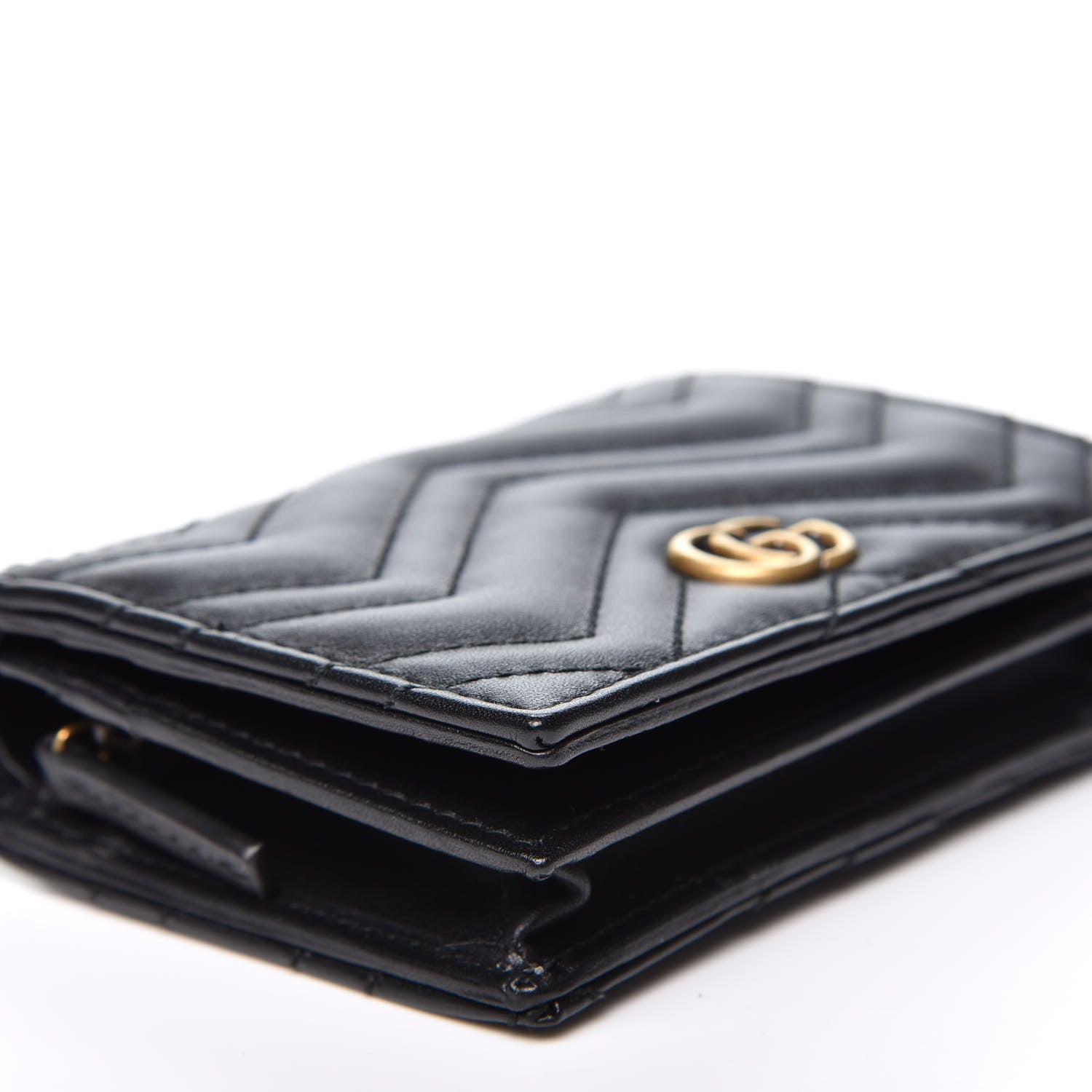 Gucci Calfskin Matelasse GG Marmont Card Case Wallet Black 6 of 10