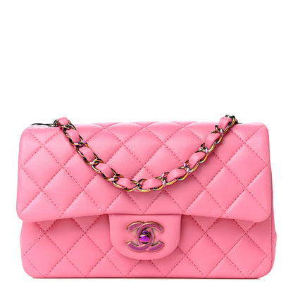 Chanel Lambskin Quilted Mini Rectangular Flap Pink Yellow 1 of 11