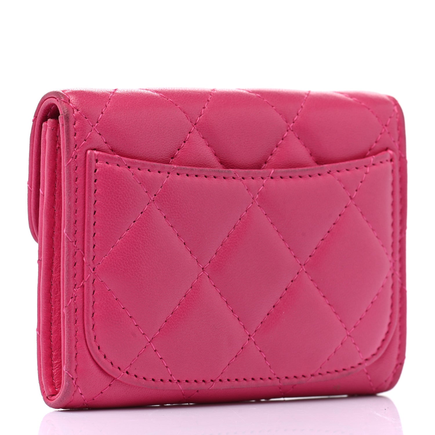 Chanel Lambskin Quilted Flap Card Holder Wallet Pink 3 of 14