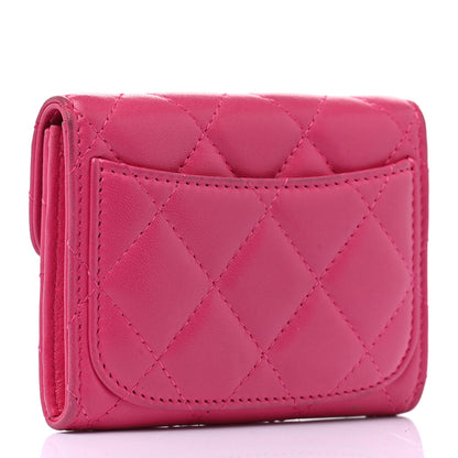 Chanel Lambskin Quilted Flap Card Holder Wallet Pink 3 of 14