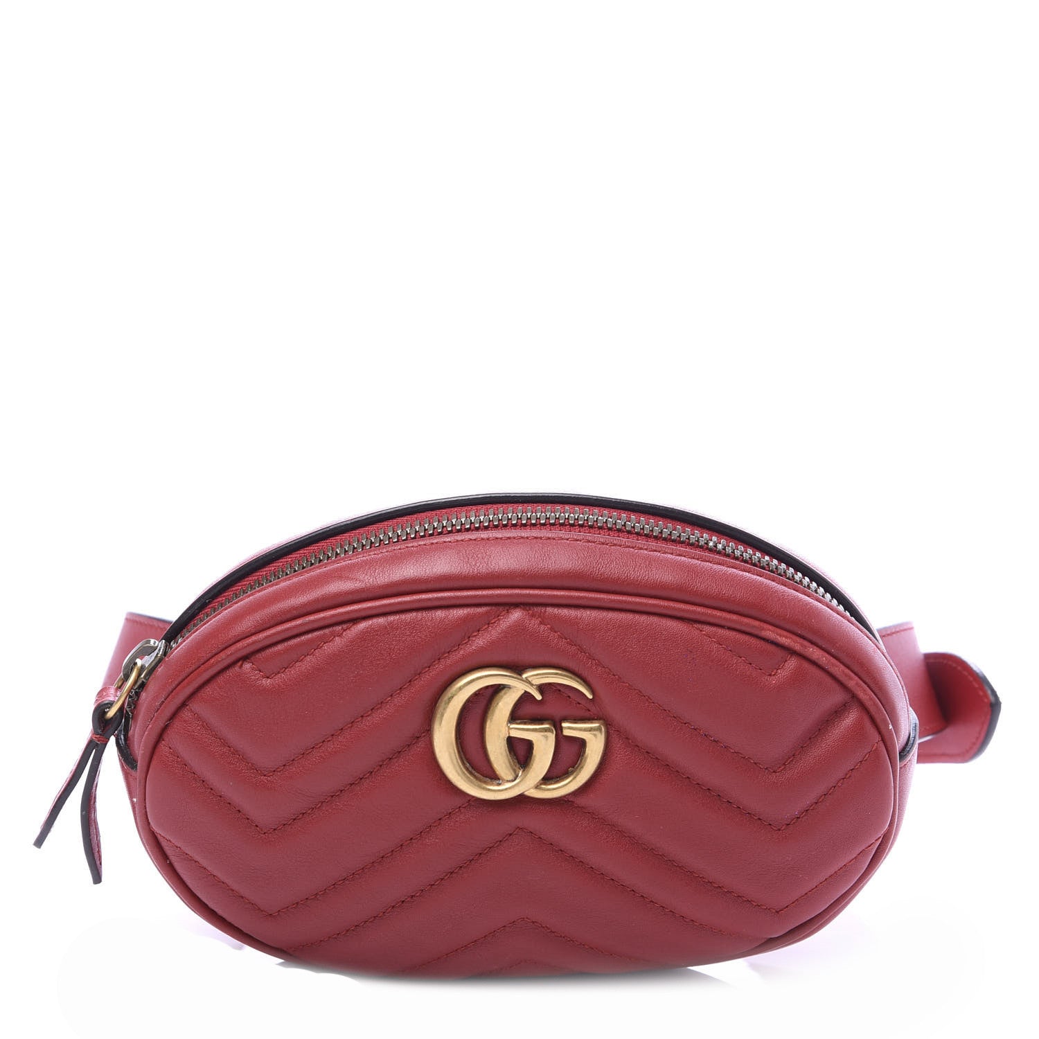 Gucci Calfskin Matelasse GG Marmont Belt Bag 75 30 Hibiscus Red 1 of 11