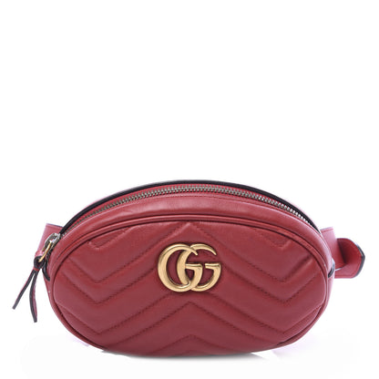 Gucci Calfskin Matelasse GG Marmont Belt Bag 75 30 Hibiscus Red 1 of 11