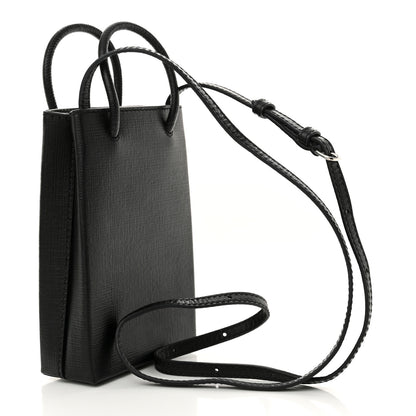 Balenciaga Squared Calfskin Logo Shopping Phone Holder Bag Black 3 of 11