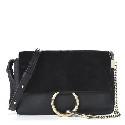 Chloe Suede Calfskin Small Faye Shoulder Bag Black 1 of 9