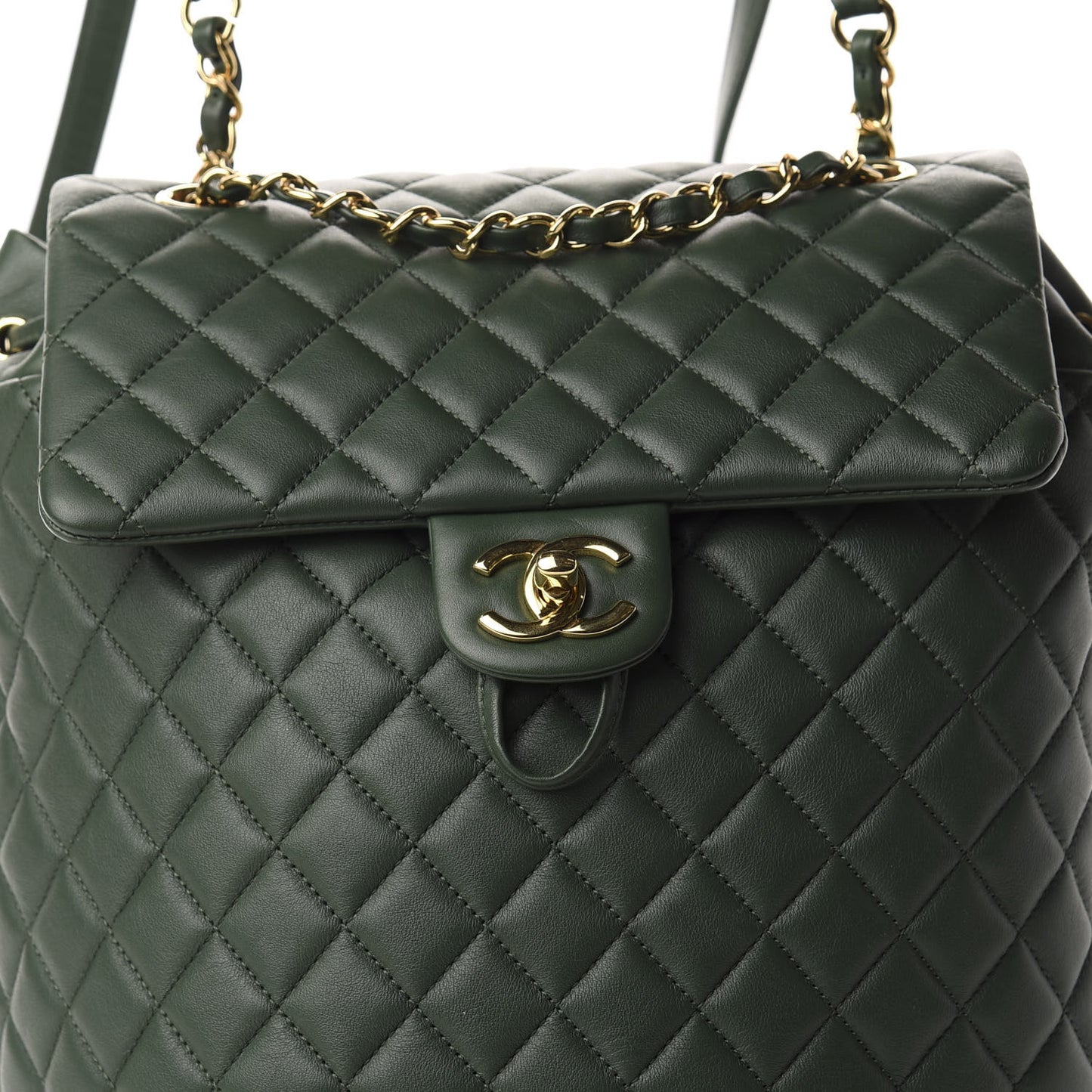 Lambskin Quilted Large Urban Spirit Backpack Dark Green