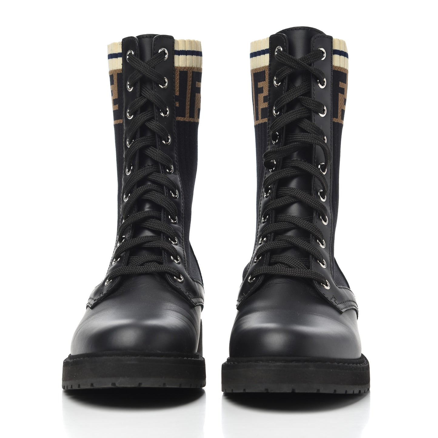 Calfskin Stretch Fabric Rockoko Biker Boots 38 Tobacco Black Marino