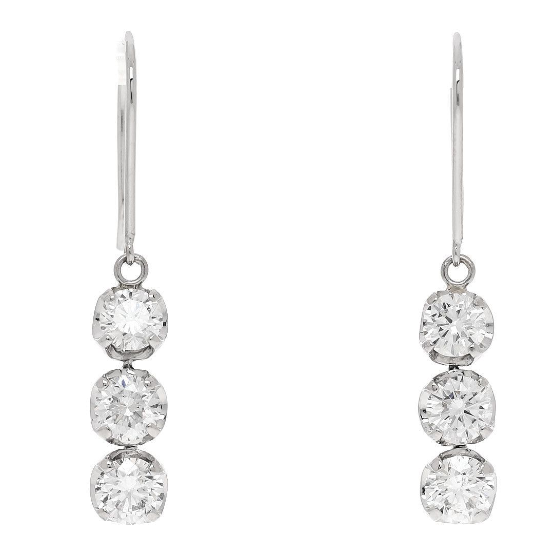 Platinum Diamond 1.50ct Round Cut Drop Earrings