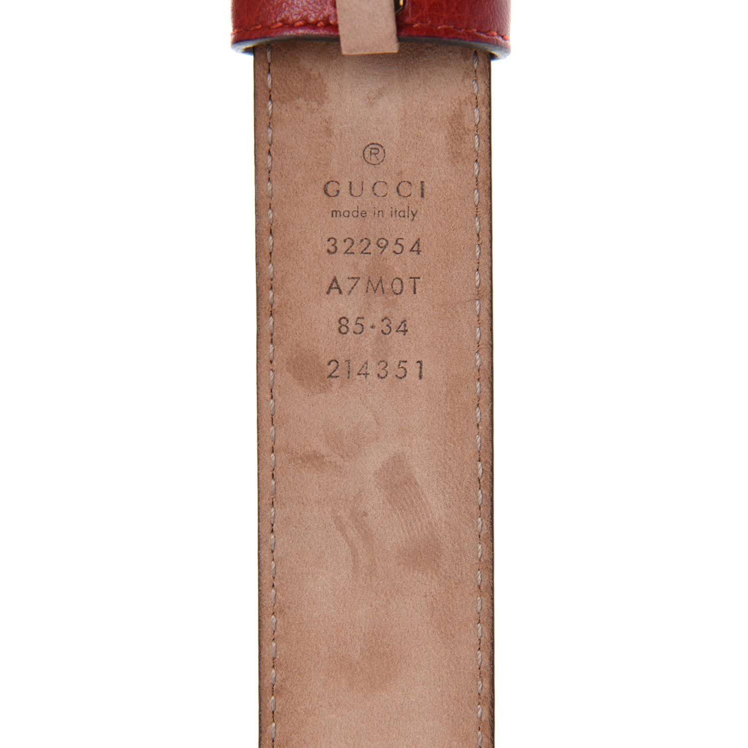 Gucci Calfskin Bamboo Buckle Belt 85 34 Red 6 of 6