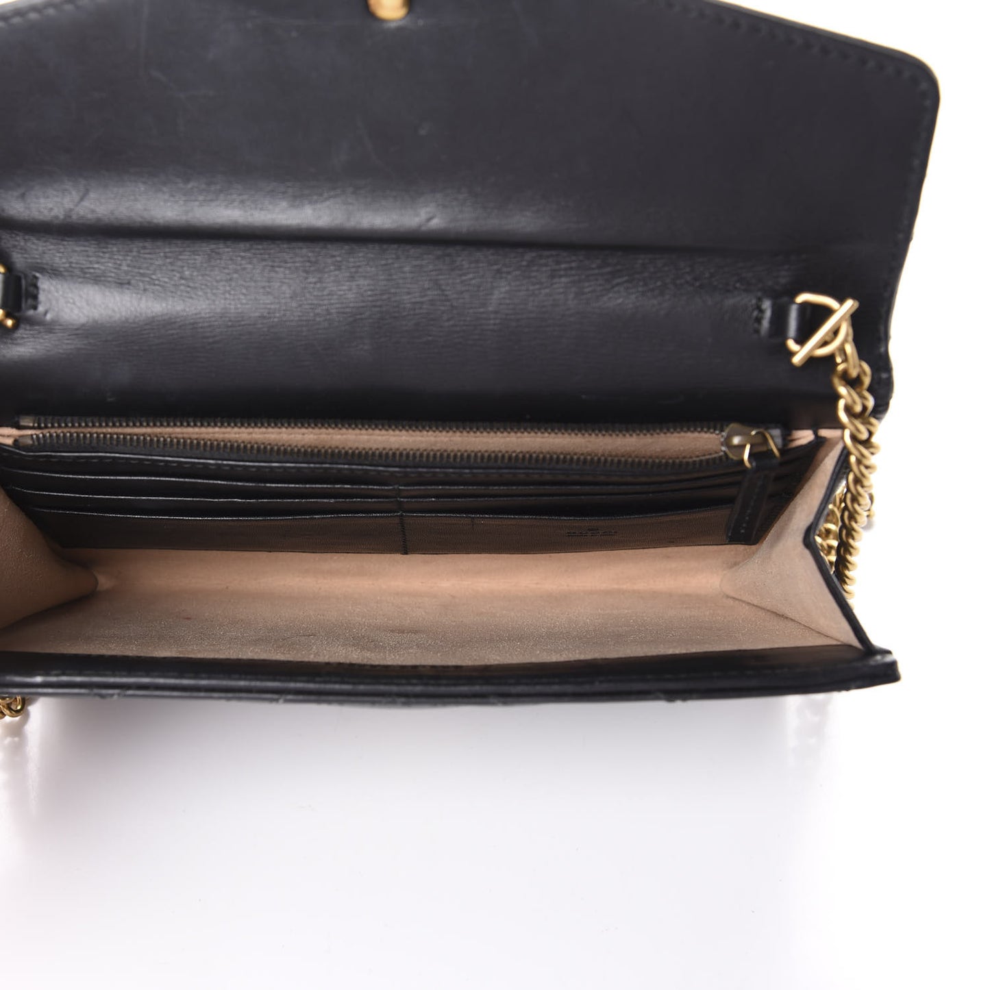 Calfskin Matelasse Mini GG Marmont Chain Wallet Black