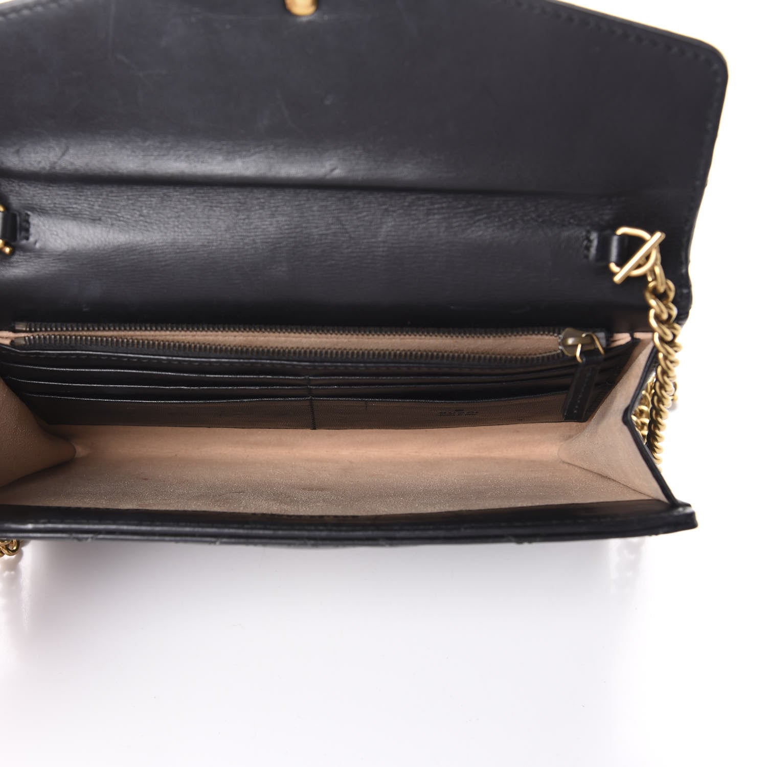 Gucci Calfskin Matelasse Mini GG Marmont Chain Wallet Black 5 of 8