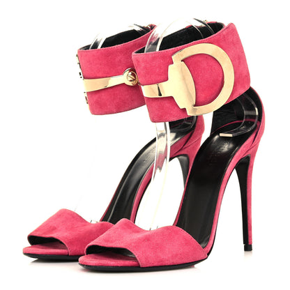 Gucci Suede Rooney Ankle Strap Sandals 36.5 Pink 3 of 9