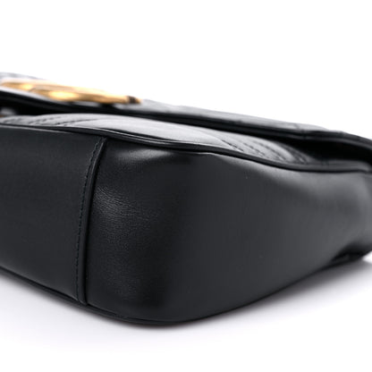 Gucci Calfskin Matelasse Medium GG Marmont Shoulder Bag Black 9 of 12