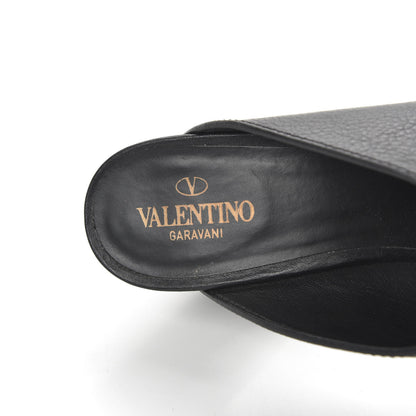 Valentino Garavani Grainy Cowhide VLogo Mid Heel Slide Sandals 39 Black 7 of 8