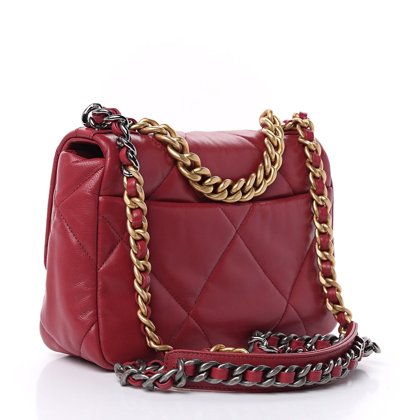 Lambskin Quilted Medium 19 Flap Red