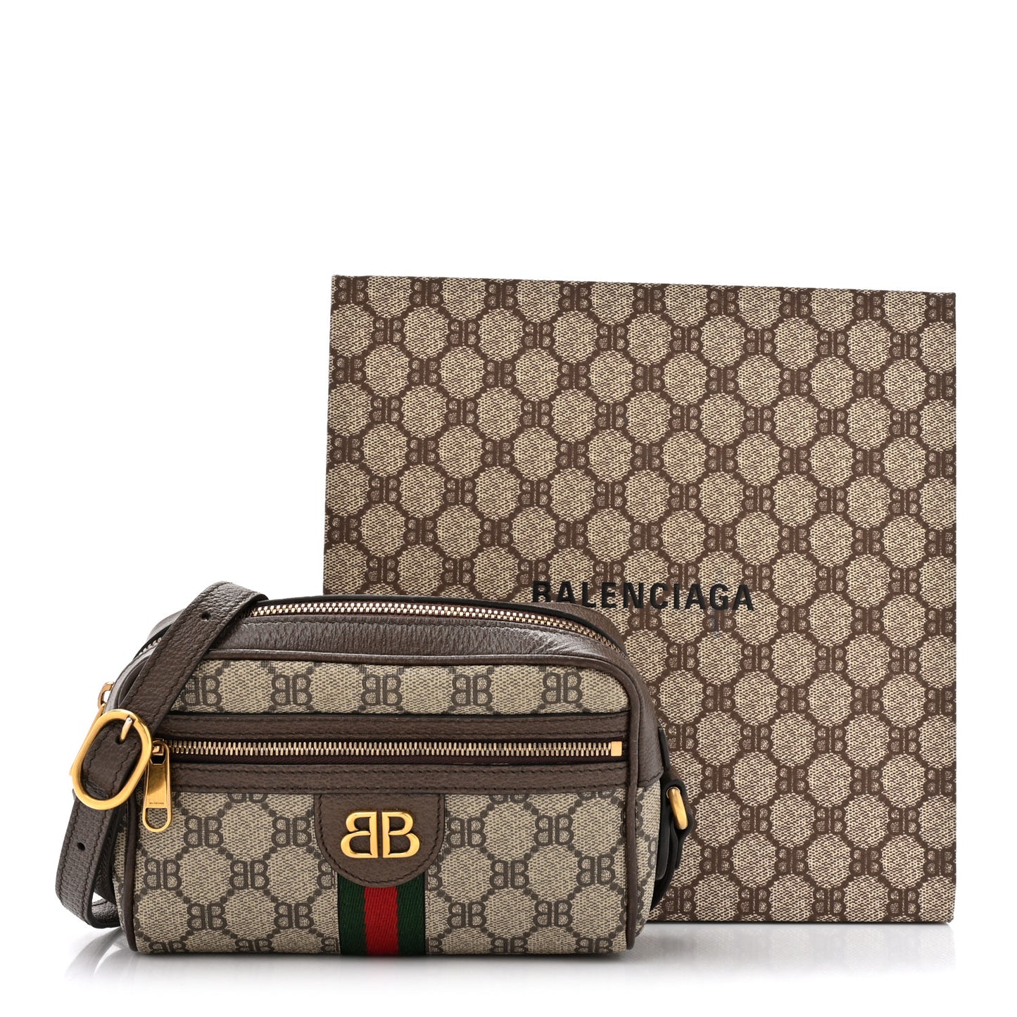 X BB Supreme Monogram Web Mini Ophidia Shoulder Bag Beige New Acero