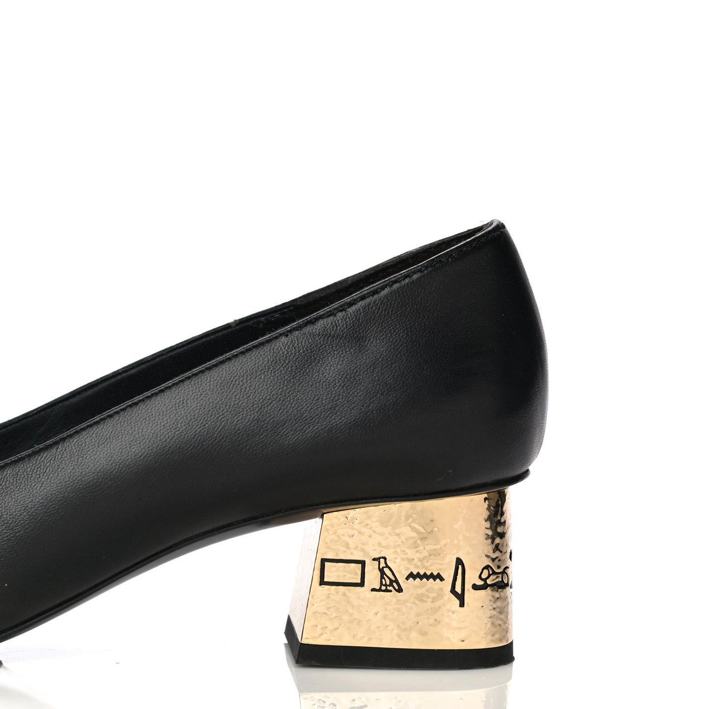 Lambskin Grosgrain Cap Toe Egyptian Amulet CC Pumps 40.5 Black