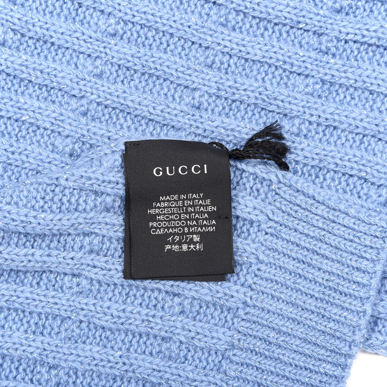 Gucci Wool Knit Shine Reg Scarf Bluette Sky Blue 4 of 4