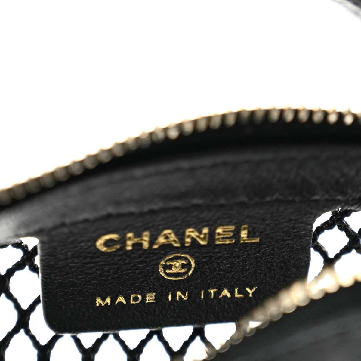 Chanel Mesh Shiny Lambskin Pouch Hobo Black 6 of 11