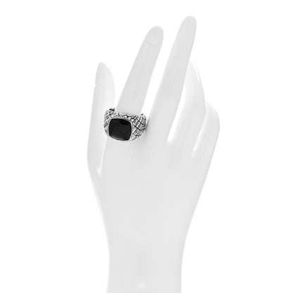 David Yurman Sterling Silver Black Onyx Mens Gator Signet Ring 65 11 2 of 4
