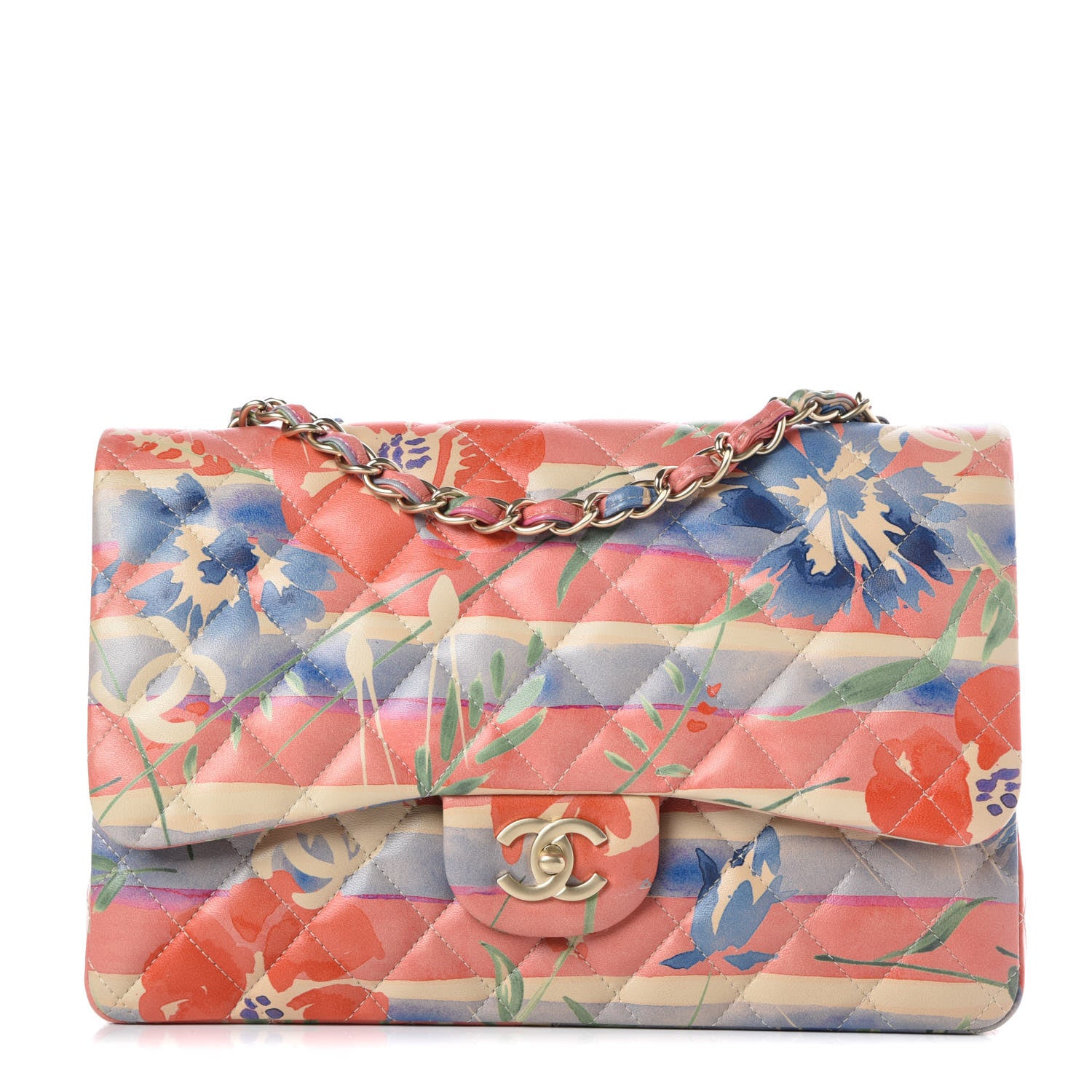 Chanel Lambskin Quilted Floral Jumbo Single Flap Multicolor 1 of 10