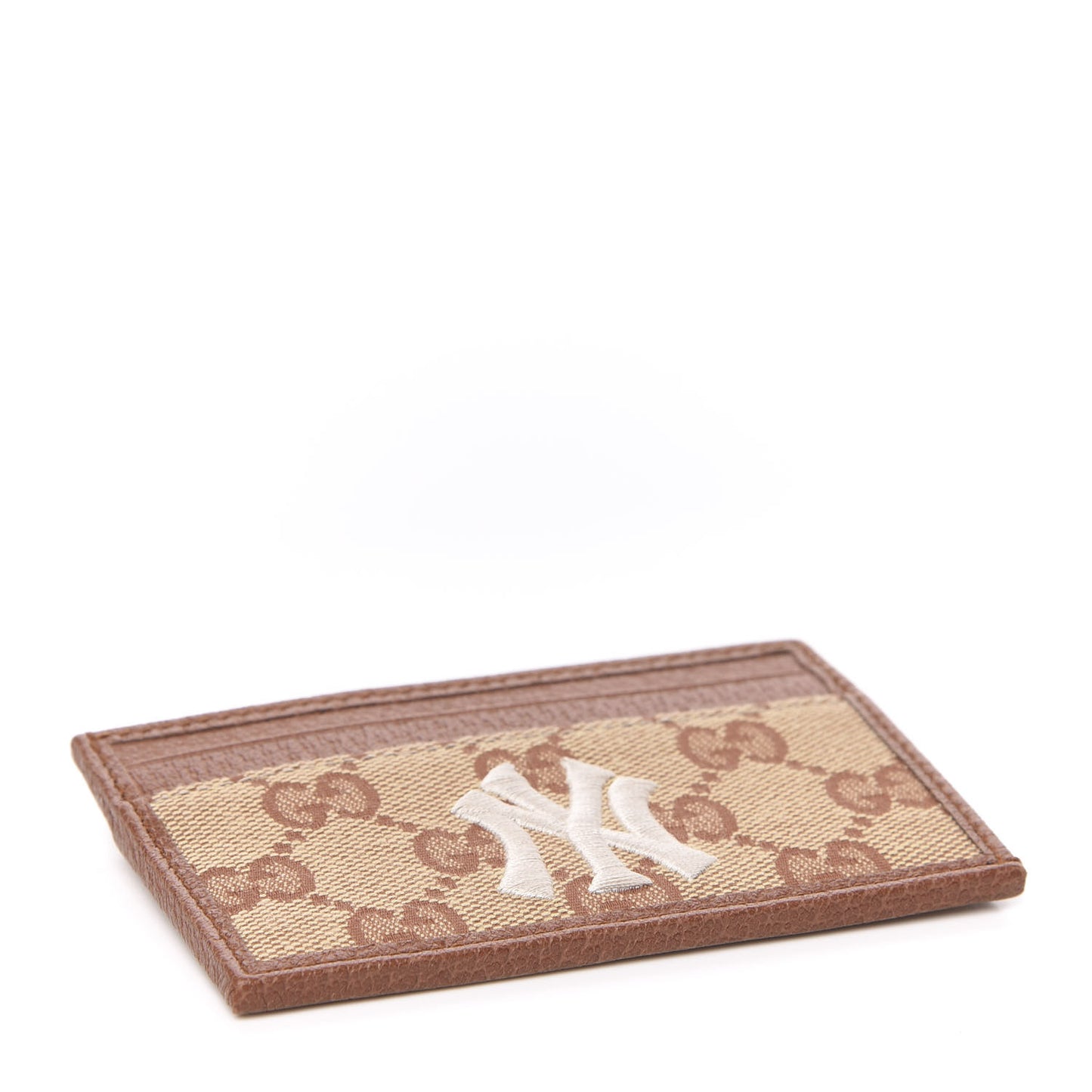 X MLB GG Monogram NY Yankees Card Holder Beige Ruggine Ivory