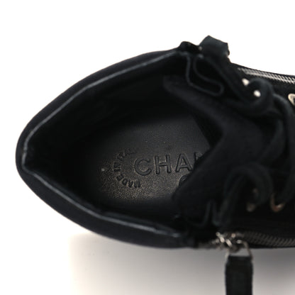 Chanel Toile Suede Calfskin CC High Top Sneakers 36.5 Black 6 of 7