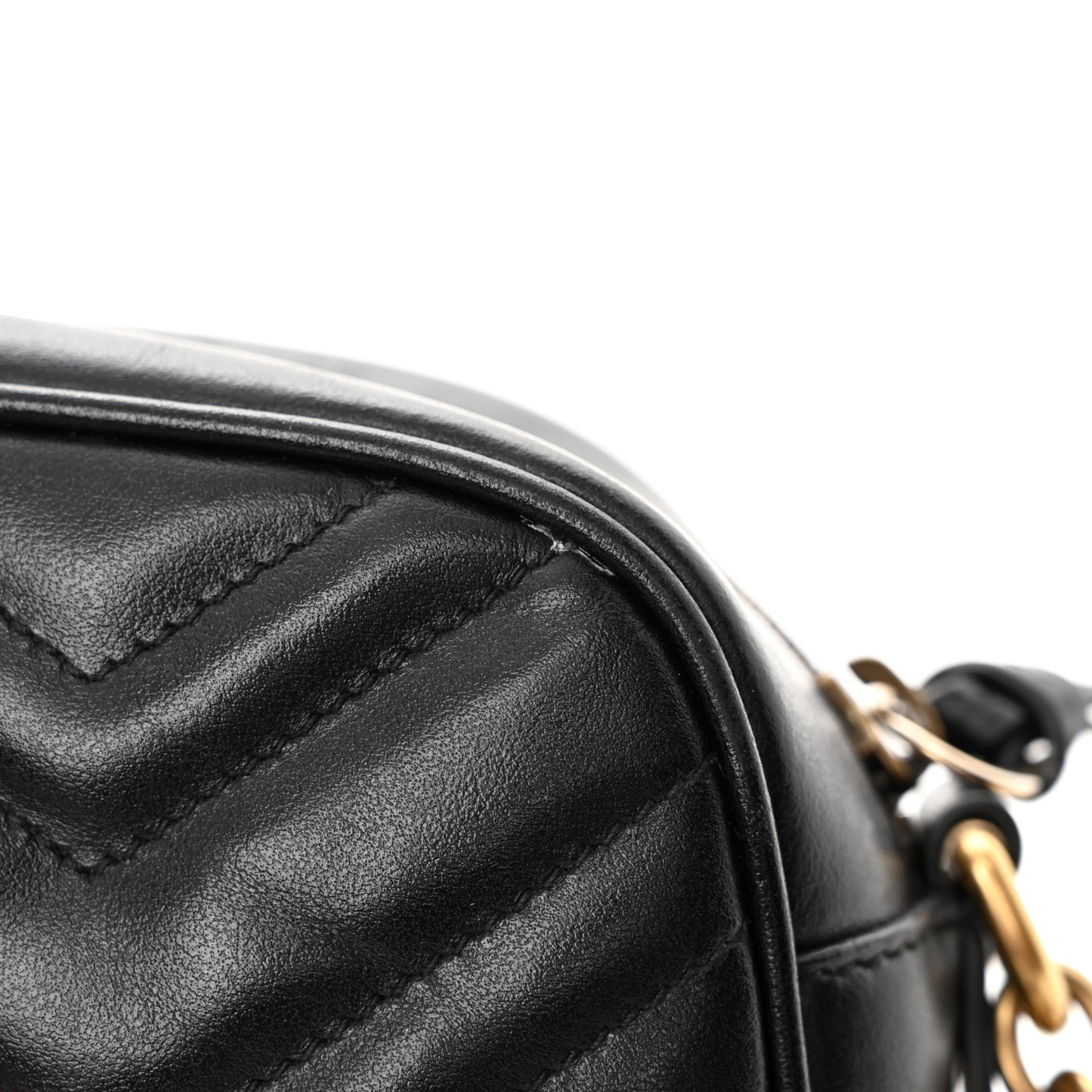 Calfskin Matelasse Small GG Marmont Chain Shoulder Bag Black