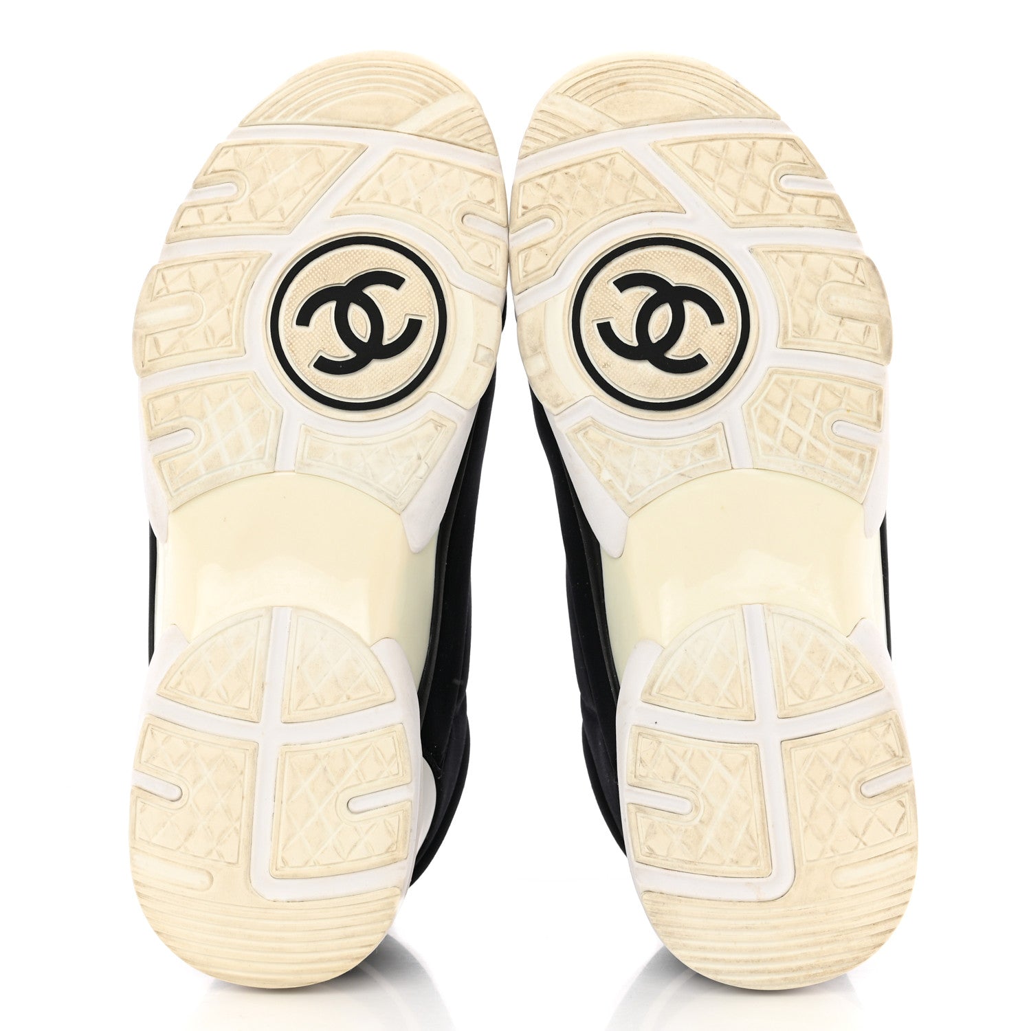 Chanel Lycra Fabric Womens CC Sneakers 38 Black White Pink 5 of 22