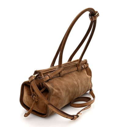 Prada Suede Triangle Medium Bonnie Shoulder Bag Cacao 3 of 9