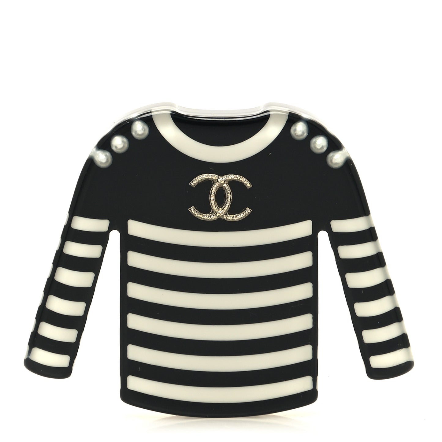 Resin Sweater CC Brooch Black White