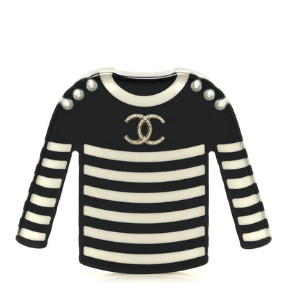 Chanel Resin Sweater CC Brooch Black White 1 of 3